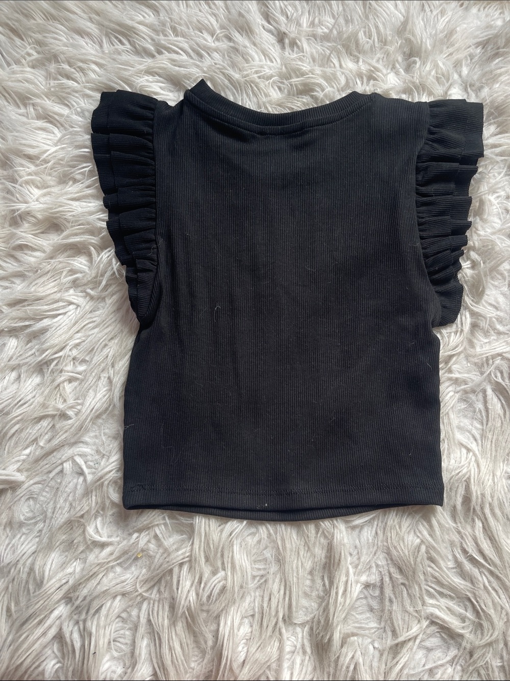 Zara Black Ribbed Ruffle Tank Top - Picture 5 of 5